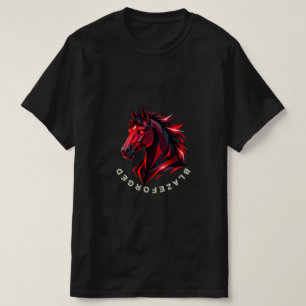 Blazeforge Rotes geometrisches Pferd T-Shirt