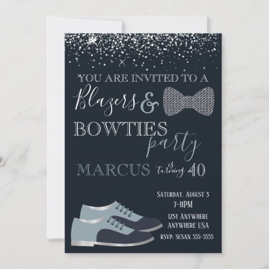 Blazers & Bowties Party Mens 40, 50 Geburtstag Einladung (Vorderseite)