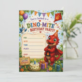 Blazes Dino-Mite Freunde Geburtstag Einladung (Stehend Vorderseite)