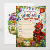 Blazes Dino-Mite Freunde Geburtstag Einladung (Vorne/Hinten)