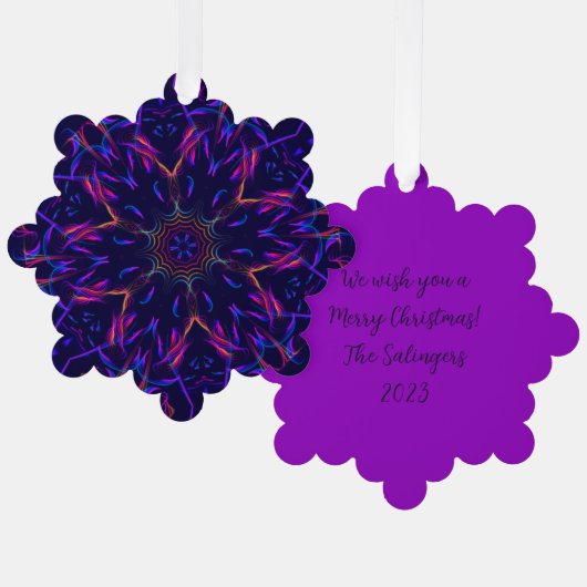 Blazing Beauty Kaleidoscope Weihnachtstext hinzufü Ornament Karte (Vorderseite/Rückseite)
