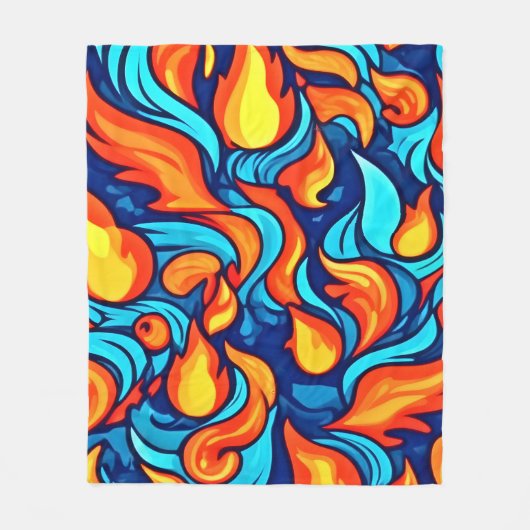 Blazing Blue Abstrakt Fleecedecke (Vorderseite)