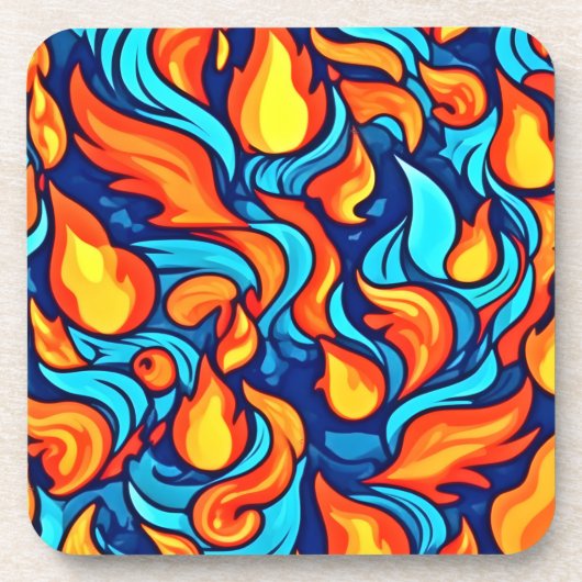 Blazing Blue Abstrakt Getränkeuntersetzer (Vorderseite)