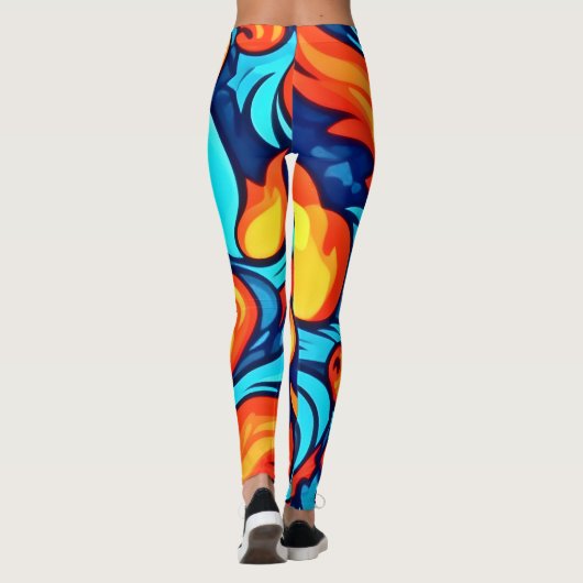 Blazing Blue Abstrakt Leggings (Rückseite)