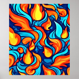 Blazing Blue Abstrakt Poster