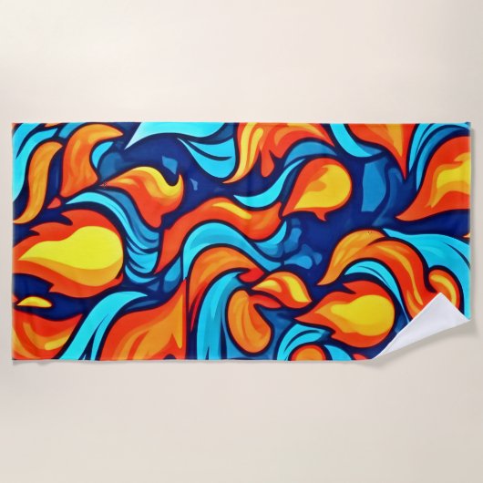 Blazing Blue Abstrakt Strandtuch (Vorderseite)