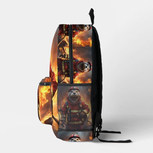 **"Blazing Brawn: The Otter Firefighter"*** Bedruckter Rucksack (Rechts)