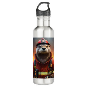 **"Blazing Brawn: The Otter Firefighter"*** Edelstahlflasche
