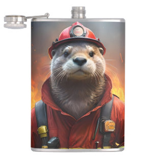 **"Blazing Brawn: The Otter Firefighter"*** Flachmann