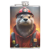 **"Blazing Brawn: The Otter Firefighter"*** Flachmann (Vorderseite)