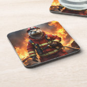 **"Blazing Brawn: The Otter Firefighter"*** Getränkeuntersetzer (Linke Seite)