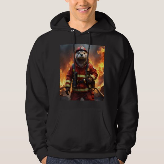 **"Blazing Brawn: The Otter Firefighter"*** Hoodie (Vorderseite)