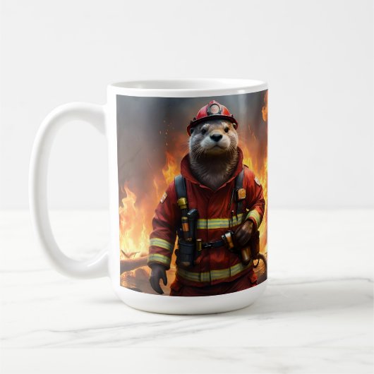 **"Blazing Brawn: The Otter Firefighter"*** Kaffeetasse (Links)