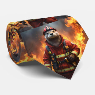 **"Blazing Brawn: The Otter Firefighter"*** Krawatte