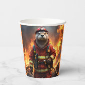 **"Blazing Brawn: The Otter Firefighter"*** Pappbecher (Rückseite)