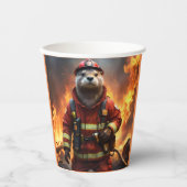 **"Blazing Brawn: The Otter Firefighter"*** Pappbecher (Vorderseite)