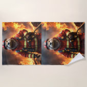 **"Blazing Brawn: The Otter Firefighter"*** Strandtuch (Vorderseite)