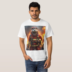 **"Blazing Brawn: The Otter Firefighter"*** T-Shirt