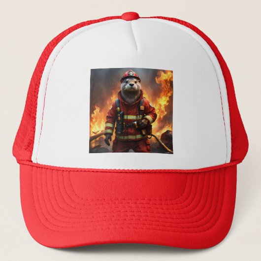 **"Blazing Brawn: The Otter Firefighter"*** Truckerkappe (Vorderseite)