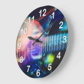 Blazing Electric Guitar Große Wanduhr (Winkel)