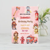 Blazing Fun: Fire Truck Birthday Party Einladung (Stehend Vorderseite)