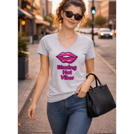 Blazing Hot Vibes Women's Basic V-Neck T - Shirt v