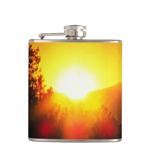 Blazing Orange Sunset Flachmann (Vorderseite)