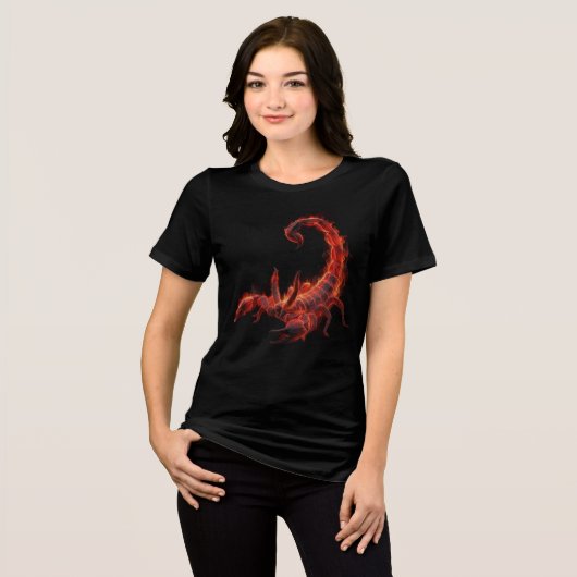 Blazing Scorpion Mythical Creature Fantasy Art Tri-Blend Shirt (Vorderseite voll)