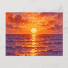 Blazing Sunset - Vibrant Watercolor Painting Style Postkarte