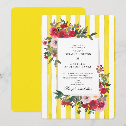 Blazing Yellow Wedding Einladung (Vorne/Hinten)