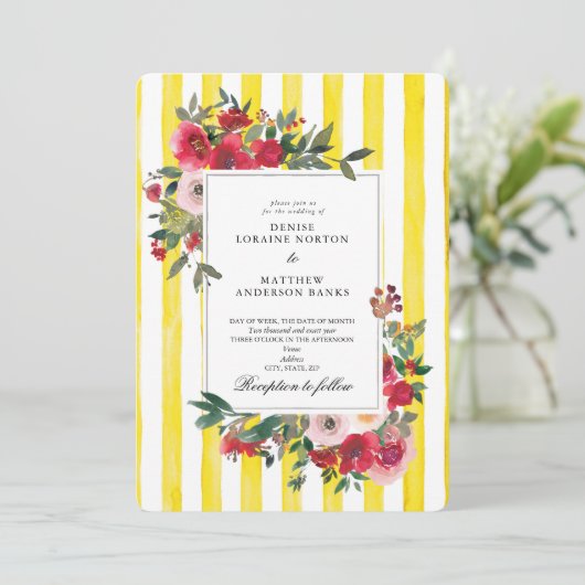 Blazing Yellow Wedding Einladung (Stehend Vorderseite)