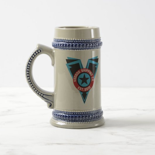 Blck u. blaues Bier Stein Bierglas (Links)