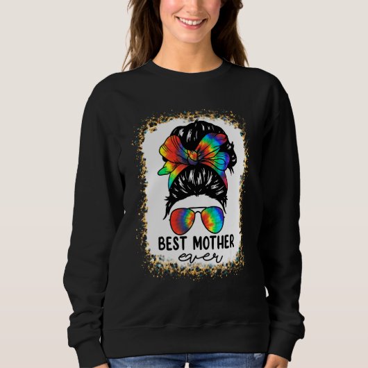 Bleach Beste Mutter je Gefärbte Krawatte Messy Bun Sweatshirt (Vorderseite)