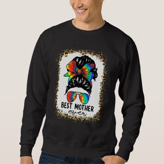 Bleach Beste Mutter je Gefärbte Krawatte Messy Bun Sweatshirt (Vorderseite)