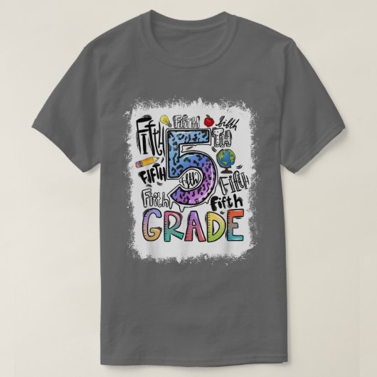 Bleached 5th Grad Typography Fifth Grad Back To  T-Shirt (Design vorne)