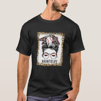 Bleached Ball Auntie Messy Bun Game Day Mütter Da T-Shirt