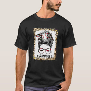 Bleached Ball Grammy Messy Bun Game Day Mthers Da T-Shirt