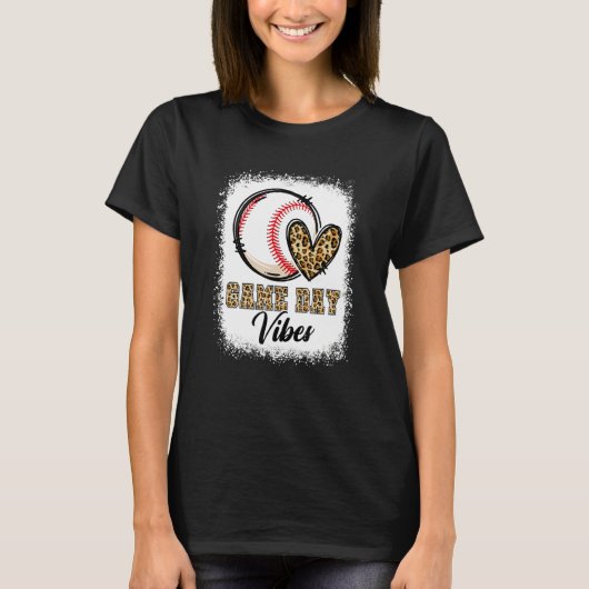 Bleached Baseball Game Day Vibes Baseball Mom Game T-Shirt (Vorderseite)