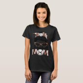 Bleached Baseball Mom Game Day Messy Bun Leopard P T-Shirt (Vorne ganz)