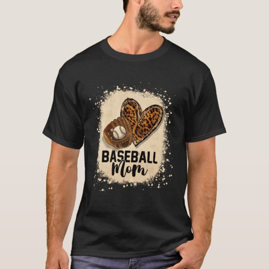 Bleached Baseball Mom Leopard Game Day Vibes Mothe T-Shirt (Vorderseite)