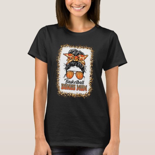 Bleached Basketball Bonus Mom Messy Bun Game Day M T-Shirt (Vorderseite)