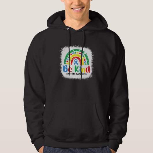 Bleached Be Kind Rainbow Blue Ribbon Autism Awaren Hoodie (Vorderseite)