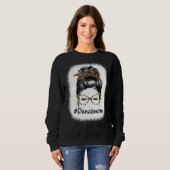 Bleached Dance Mama Leopard Messy Bun Women Sweatshirt (Vorne ganz)