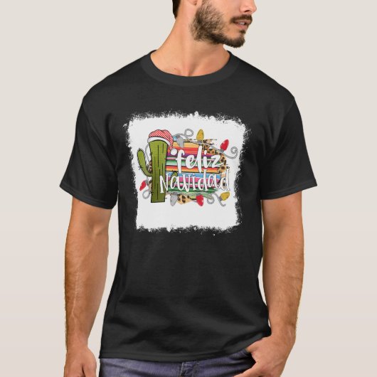 Bleached Feliz Navidad Spanish Merry Christmas 202 T-Shirt (Vorderseite)