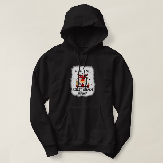Bleached First Grade Squad Reindeer Funny Teacher Hoodie (Design vorne)