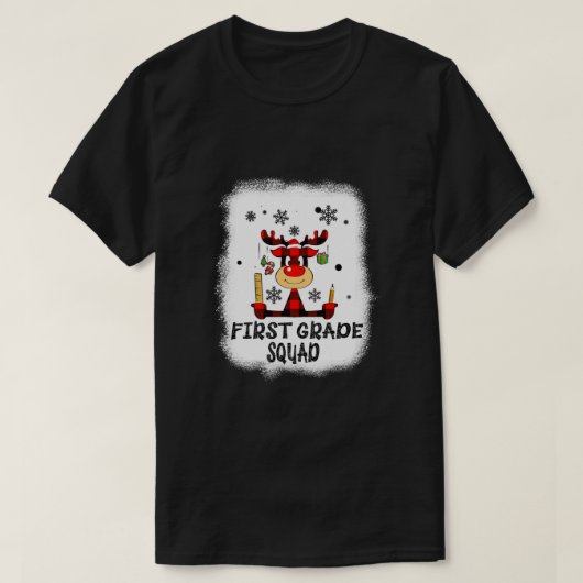 Bleached First Grade Squad Reindeer Funny Teacher  T-Shirt (Design vorne)
