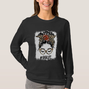 Bleached Football Gigi Messy Bun Game Day Mütter T-Shirt
