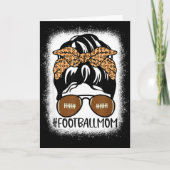 Bleached Football Mom Life With Leopard And Messy Karte (Vorderseite)