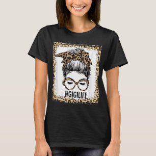 Bleached Gigi Life Messy Bun Leopard Weihnachtsmot T-Shirt