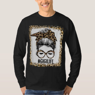 Bleached Gigi Life Messy Bun Leopard Weihnachtsmot T-Shirt